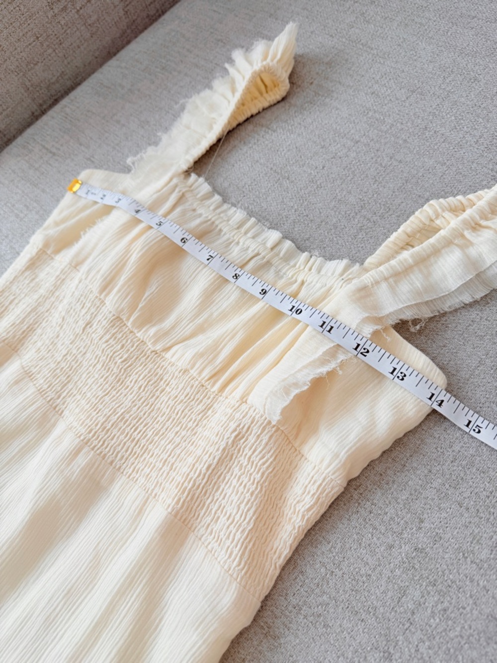 ☁️ Urban Outfitters Festival Square Neck Ruffle Mini Dress Ivory White XS - Picture 9 of 13